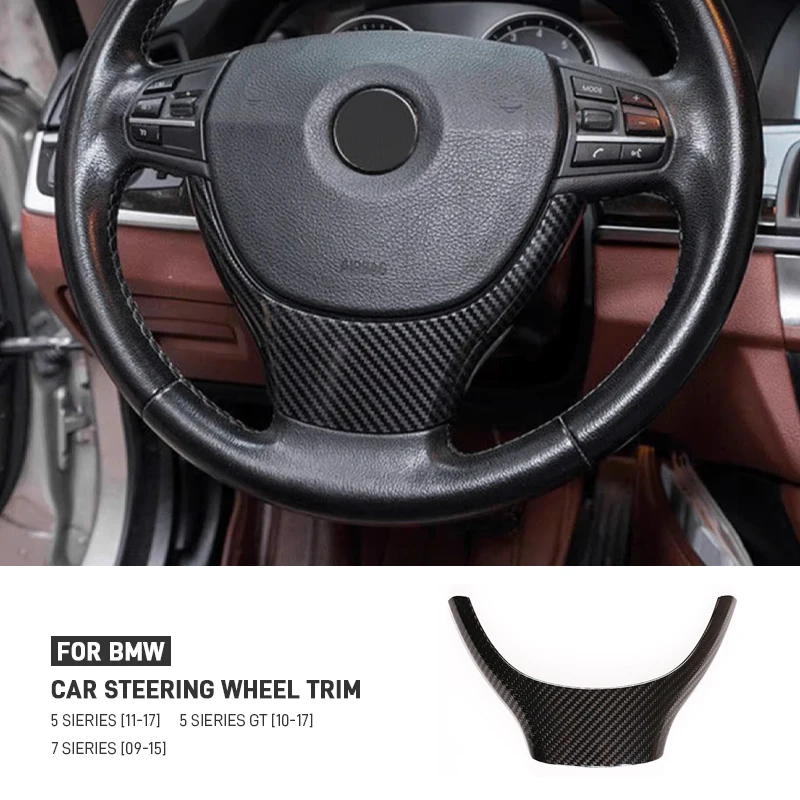 

Dry Carbon Fiber Car Steering Wheel Decoration Strip Frame Cover Trim Sticker Accessories For BMW 5 7 Series 5GT F10 F11 F01 F02