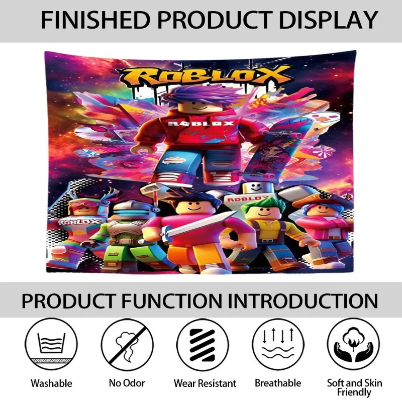 ผ้าม่านตกแต่งห้องนั่งเล่น ห้องนอน ลายการ์ตูน โรบ็อกซ์ เกมออนไลน์ ของตกแต่งงานวันเกิด ภาพวาด