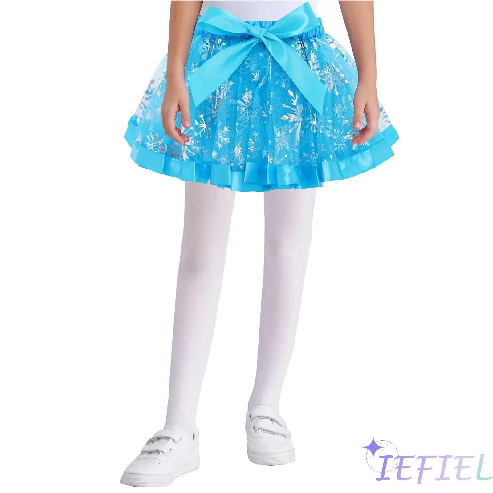 

Kids Girls Birthday Party Dance Stage Performance Costume Sparkling Sequin Layered Tulle Tutu Skirt with Bowknot And Lining