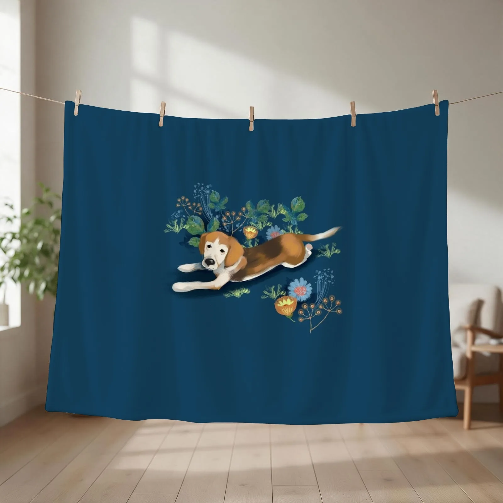 Adorable beagle art with flowers Throw Blanket Luxury Brand Stuffeds Sofa Quilt Beach Blankets
