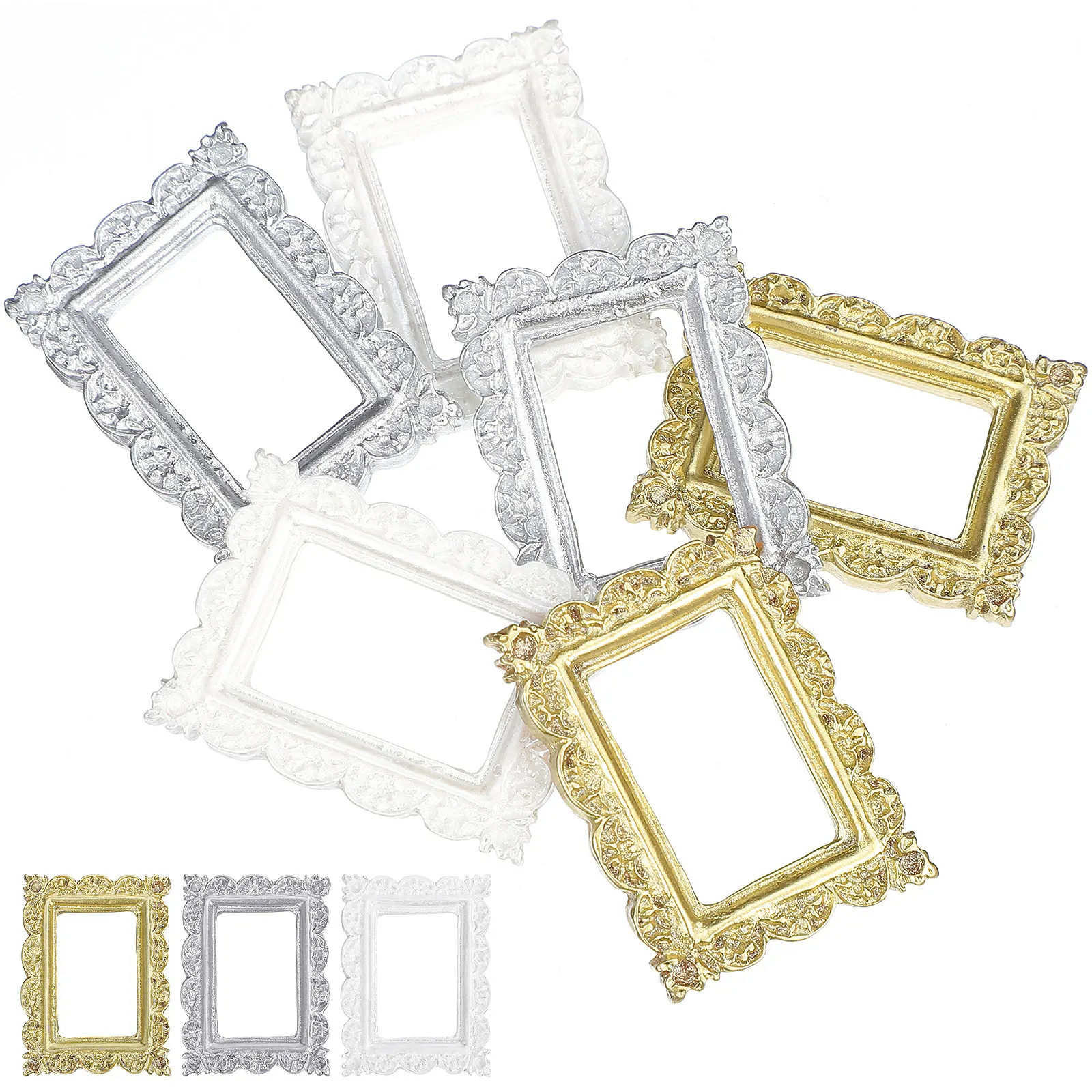 6 ชิ้นมินิเรซิ่นกรอบรูปวินเทจมินิวินเทจภาพถ่ายตกแต่งงานฝีมือ DIY กรอบรูปจิ๋วกรอบรูป