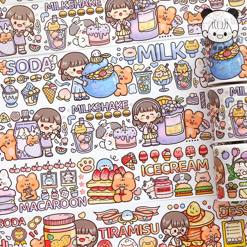 Cintas adhesivas decorativas para álbumes de recortes, 2 pegatinas japonesas de papel para manualidades, postre colorido, 1 piezas/1 lote
