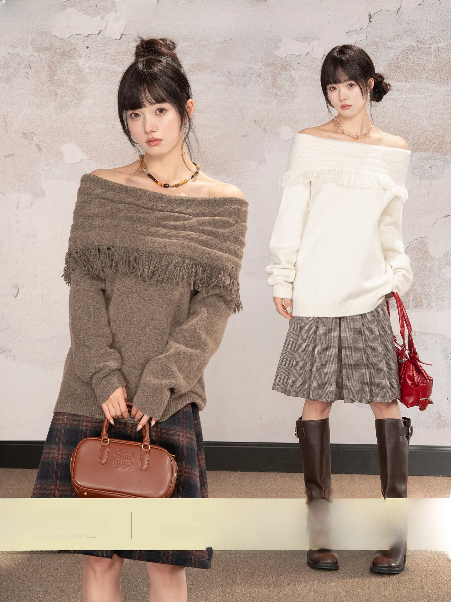 

Loveheynew Spicy Girl Tassel One-oulder Thiened Knitted Sweater Women Winter Pure Desire oulder Bared Long Sve Top