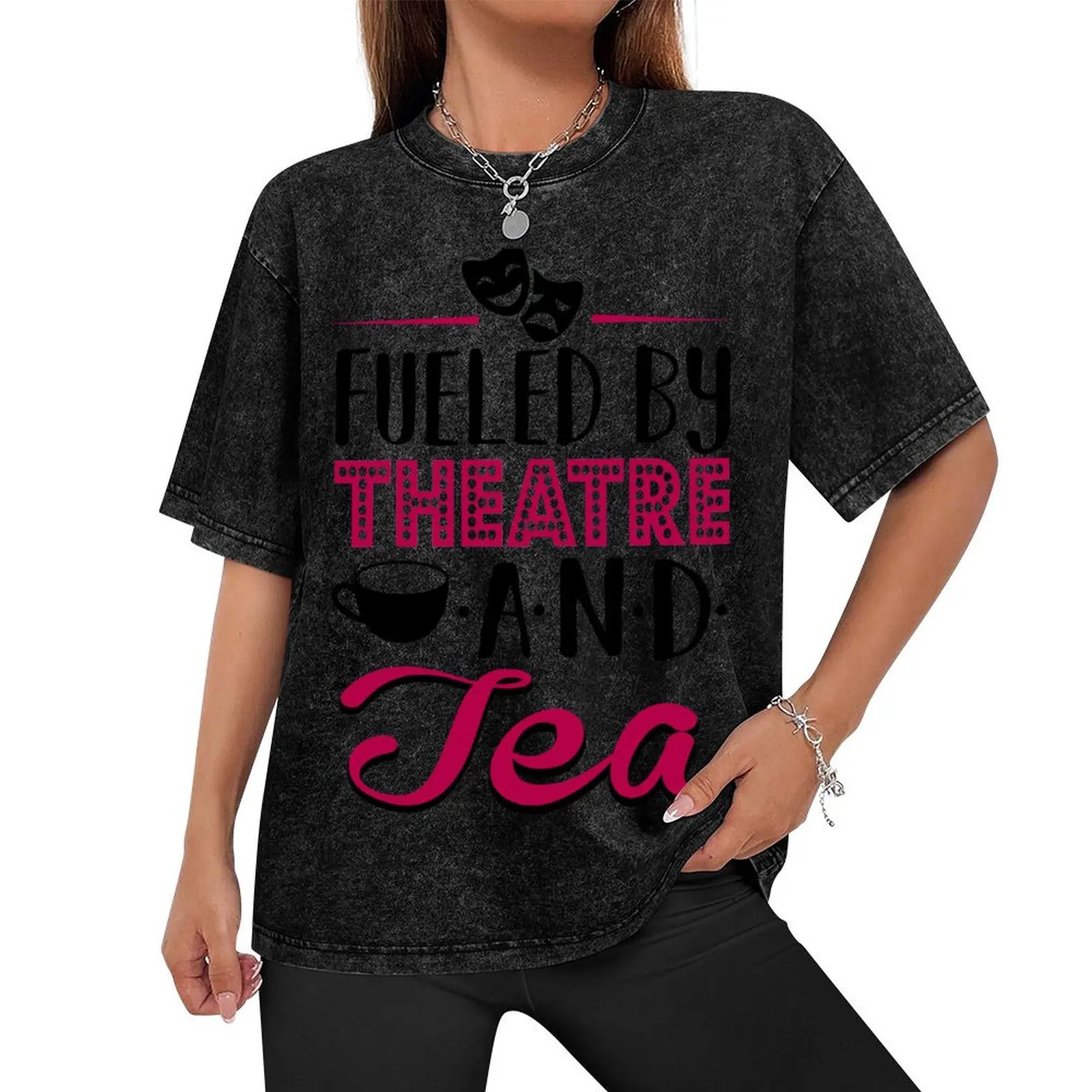 Fueled by Theatre and Tea T-Shirt tops anime man t shirt plain white t shirts men