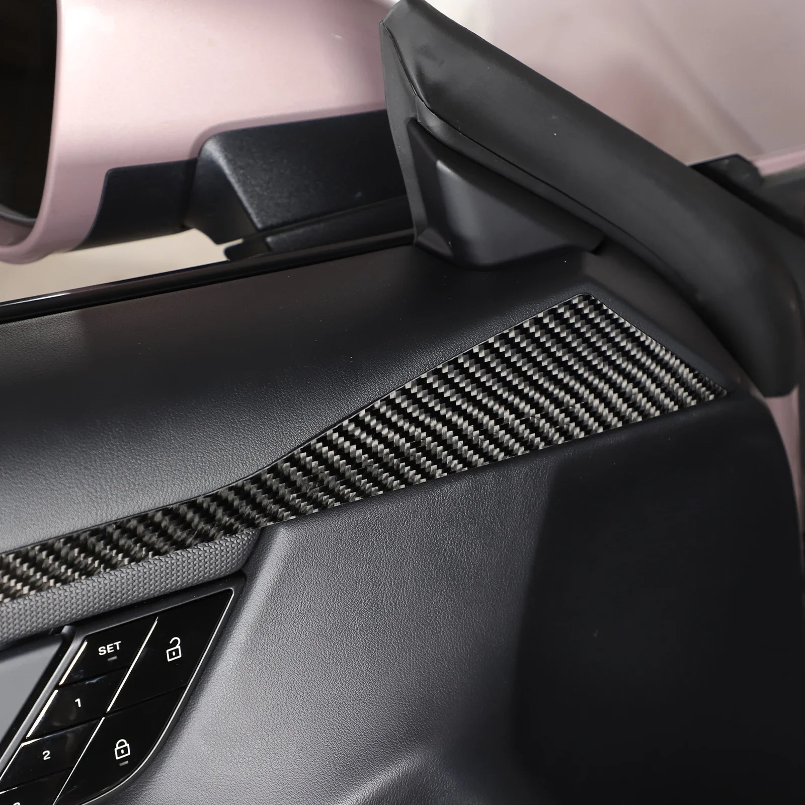 

For Porsche Taycan 2019 2020 2021 2022 Soft Carbon Fibre Car Inner Door plate Trim Strip Sticker Car Accessories