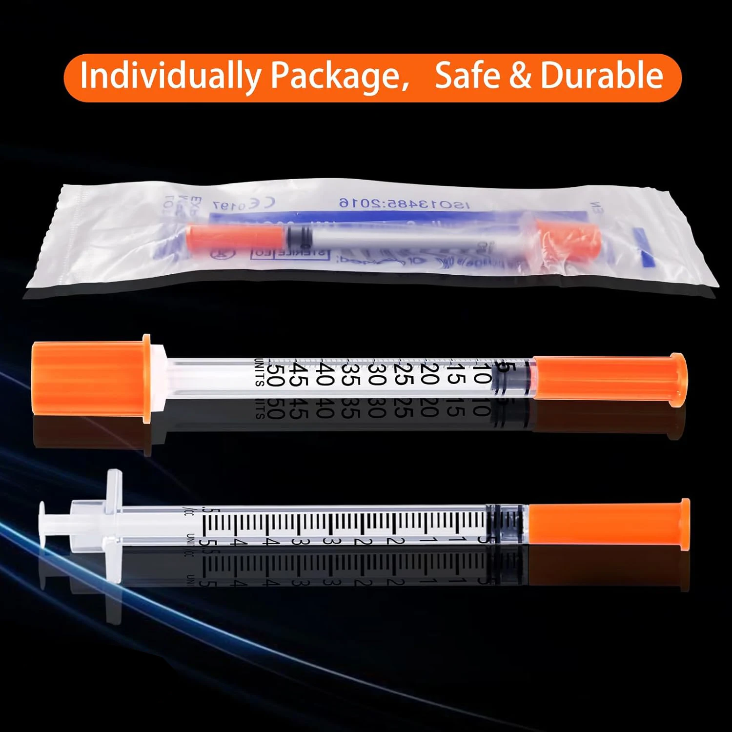 25 or 100 Pcs 0.5ml 30G 8mm Sterile Insulin Syringe With Needle, Individually Packed for Pets & Farm Animal Use