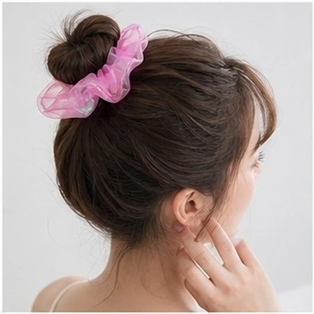 4Pcs Organza Hair Ties Elegant Design Smooth Tentacles Elastic Scrunchies for Women Makeup Exercise Housework Hair Fixing