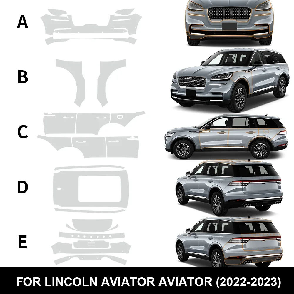 

Для Lincoln Aviator 2022 2023, прозрачный комплект из ТПУ против царапин, предварительно вырезанная наклейка PPF, внешняя оригинальная защитная пленка для автомобиля