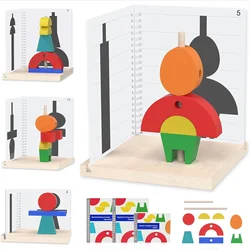 Wooden Building Blocks with 3D Stereo Projection Space, Improve Kids Multi-Angle Spatial Thinking, Blocks for Toddlers