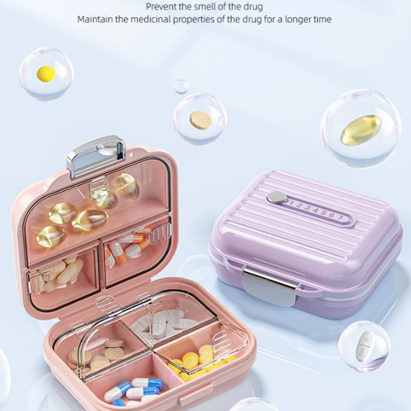 Pill Box Travel Mini Box Lightweight 7 Compartment Medicine Case Pill Box Medicine Organizer Medication Pill Organizer