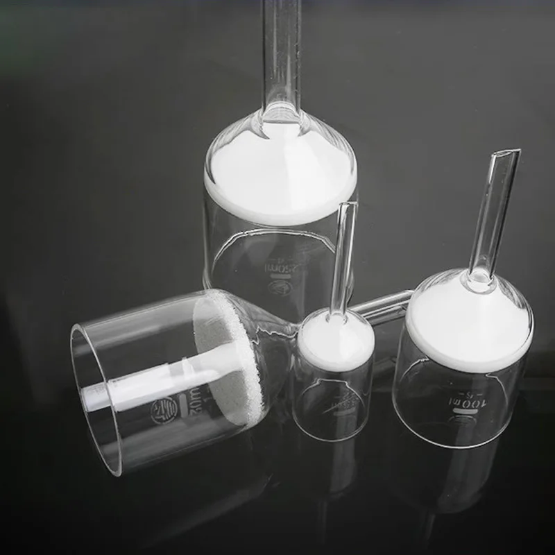 

1pc Glass Sand Core Funnel 30 40 60 100 250 500 1000ml Laboratory Acid and Alkali Resistant Vertical Melting Filtration Funnel