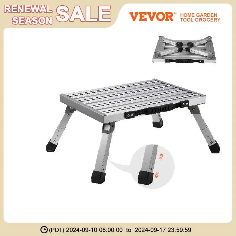 VEVOR Home Plataforma Plegable Altura Ajustable Utilidad Portable Steps Taburete con Amplia Superficie Antideslizante Soporta Hasta 1000lbs