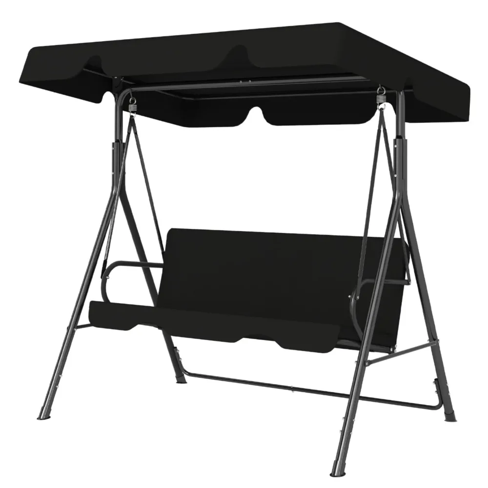 Outdoor Patio Swing Chair with Adjustable Canopy, Black | Outdoor Patio Glider Swing with Heavy Duty Stand, Customized