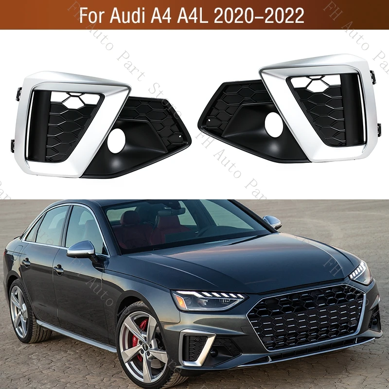 

Car Front Bumper Foglight Foglamp Trim Grille Cover Frame Hood Cap Lid Bezel For Audi A4 A4L 2020 2021 2022