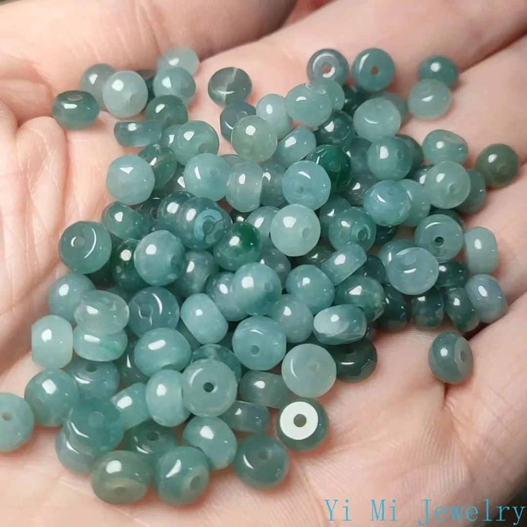 10pcs 5.5mm Myanmar Jadeite Blue Water Jade Abacus Beads for Jewelry Making Diy String Bracelet Beaded Necklace Accessories