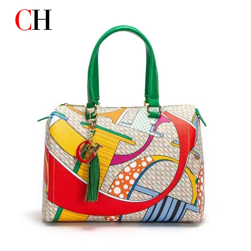 CH Women's Commuter Crossbody Bag 2025 Spring New Colorful Printed Women's Handbags Monogram Bronze Fashion Luxury Design