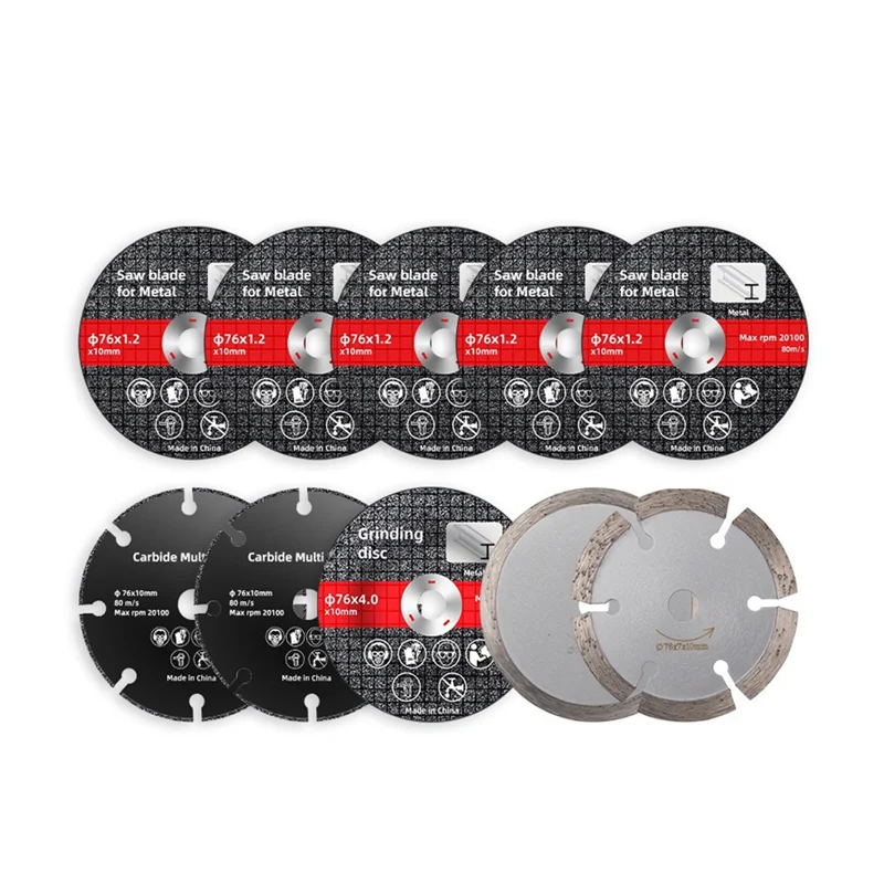 MAKE-10 ชิ้น 76 มิลลิเมตรใบเลื่อยไฟฟ้าบดตัดโรตารีเครื่องมือตัดไม้เครื่องบดไฟฟ้าตัดวงกลม