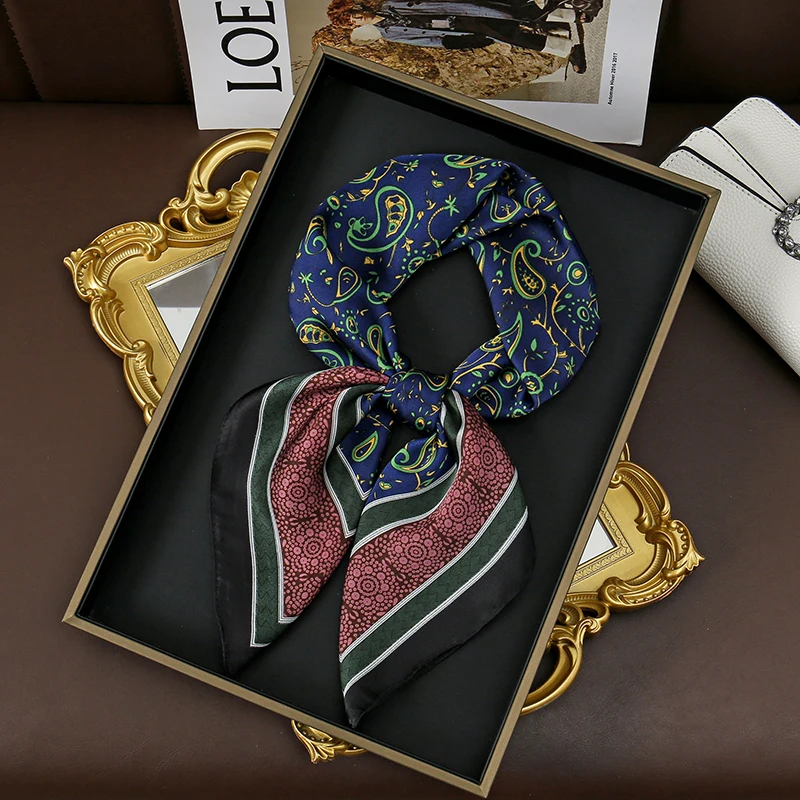 Böhmischen Stil Druck Luxus Marke Seide Quadrat Schal Frauen Satin Schals Halstuch Wrap Schals Bandana Haar Hjiab Floral