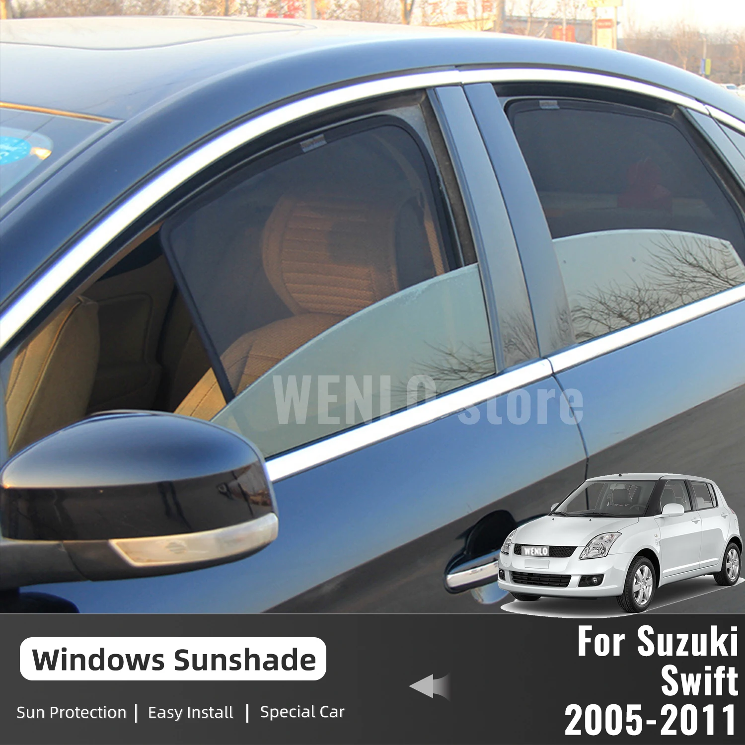 For Suzuki Swift 2005 2006 2007 2008 2009 2010 2011 Magnetic Car Sunshade Front Windshield Curtain Rear Side Window Sun Shade