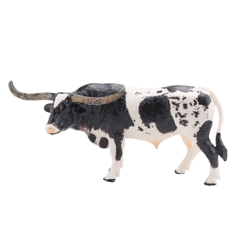 A63T-plastique Texas Longhorn taureau bétail animaux figurines statique mignon modèle Collection vache modèle pour les enfants