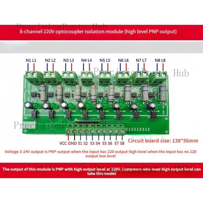 

8-Channel 220V Optocoupler Isolation / 220V Module / Mains / Detection Of Power / New Version