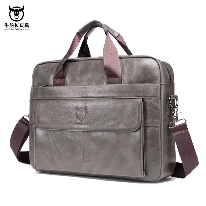 Imagem -06 - Bullcaptain Maleta de Couro dos Homens Couro Genuíno Bolsas Crossbody Bolsas Alta Qualidade Luxo Portátil Mensageiro Bolsas