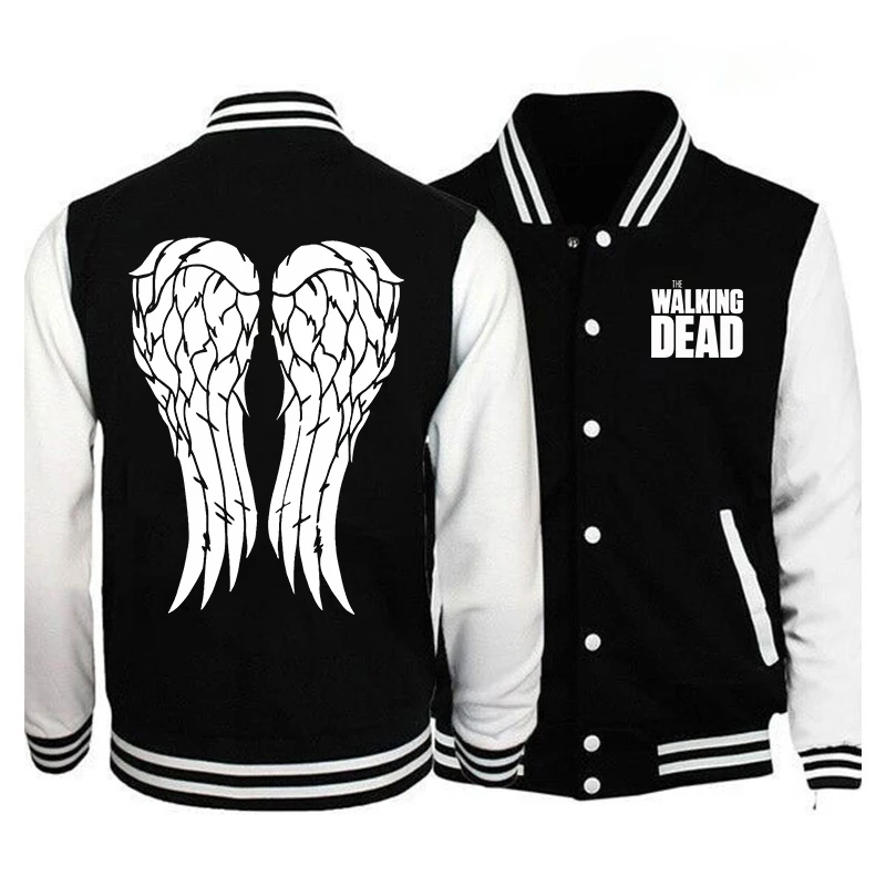 

New Hot TV The Walking Dead Printed Baseball Jacket Women Men Fashion Long Sleeves Jersey Y2K Personality Sportswear Coat