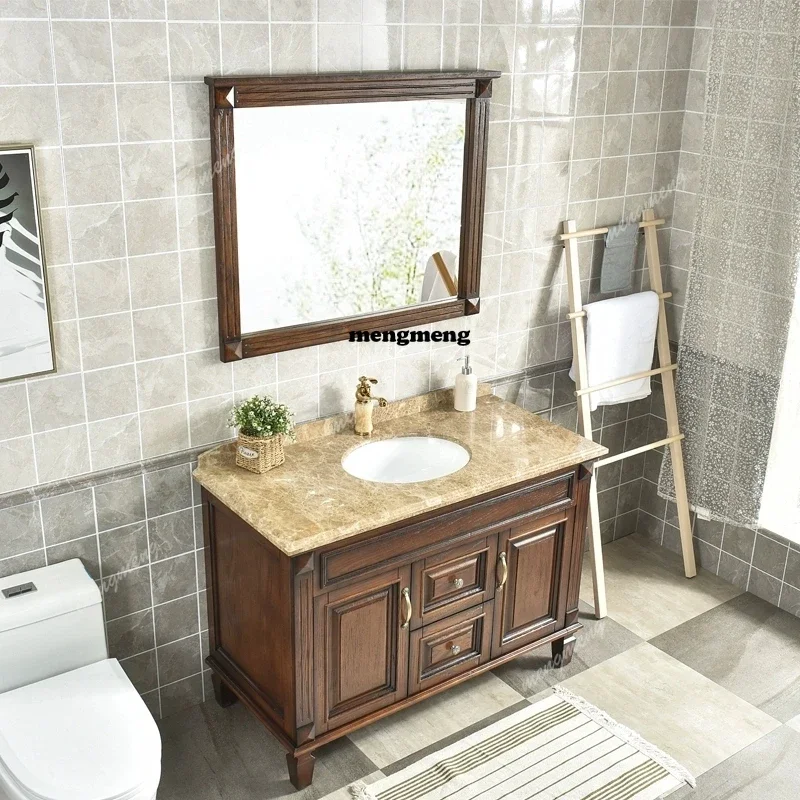 

New arrive American red oak bathroom cabinets, antique solid wood bathroom cabinets, bathrooms, floor-to-ceiling washbasins, was