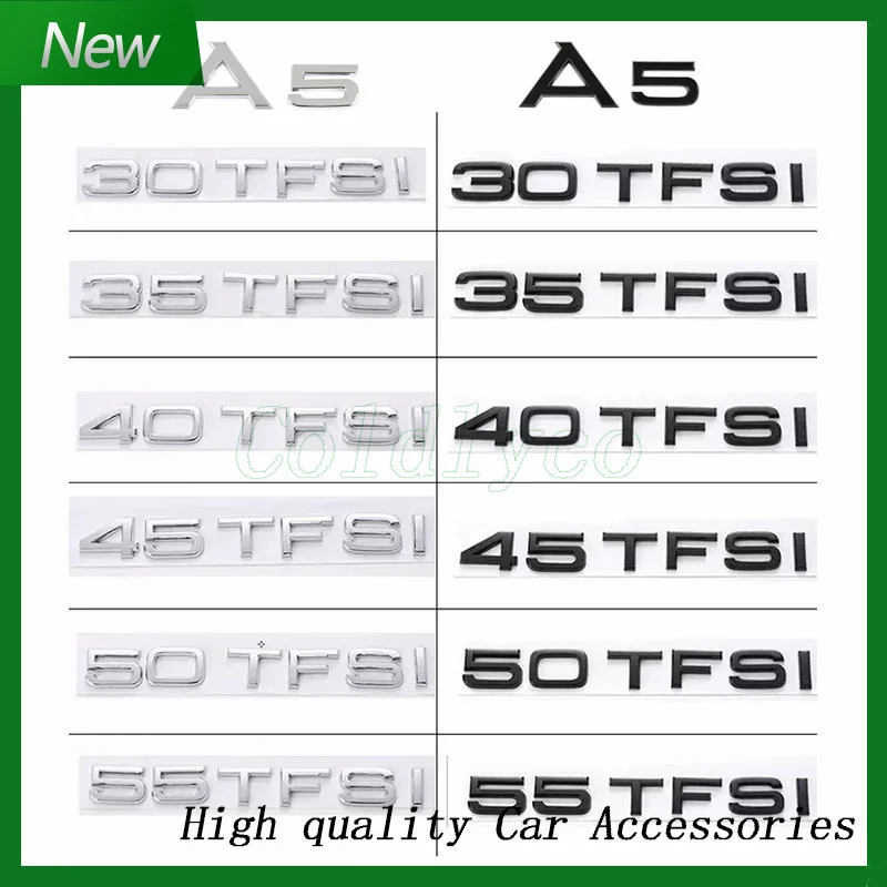 Black Silver Letters 2.0TDI 3.0TDI 40TDI 35TFSI 40TFSI 45TFSI Emblem for A5 S5 Car Fender Trunk Rear Logo Sticker