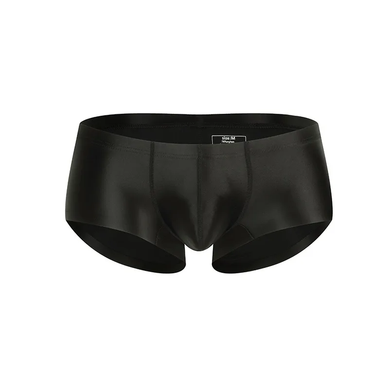 Celana Dalam Pria Warna Solid Berkilau Halus Seperti Sutra Model Boxer Low-Rise U-Cut