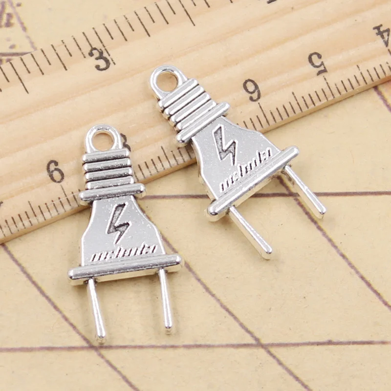 10pcs Charms Electric Plug 32x16mm Tibetan Silver Color Pendants Antique Jewelry Making DIY Handmade Craft