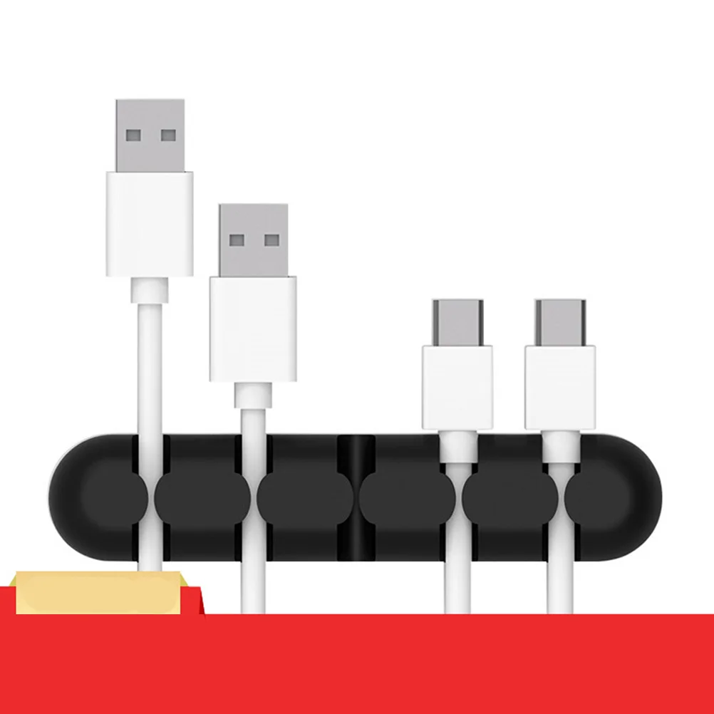 

5 Holes Cable Clips Cord Organizer Desktop Management Black Self Adhesive Cord Clips Adjustable Wire Organizer for Charging USB