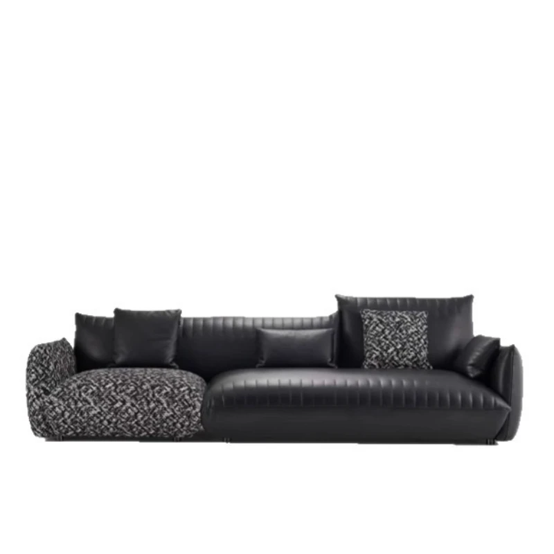 

Leather cloth splicing multi-person home corrugated sofa Internet celebrity design medieval straight row