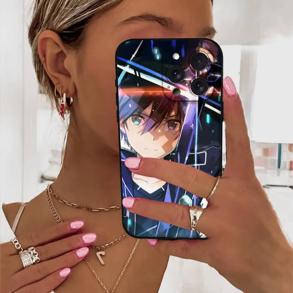 السيف الفن على الانترنت ساو أنيمي قضية الهاتف آيفون 17 16 15 14 13 12 11 برو ماكس ميني X XR XS زائد غطاء
