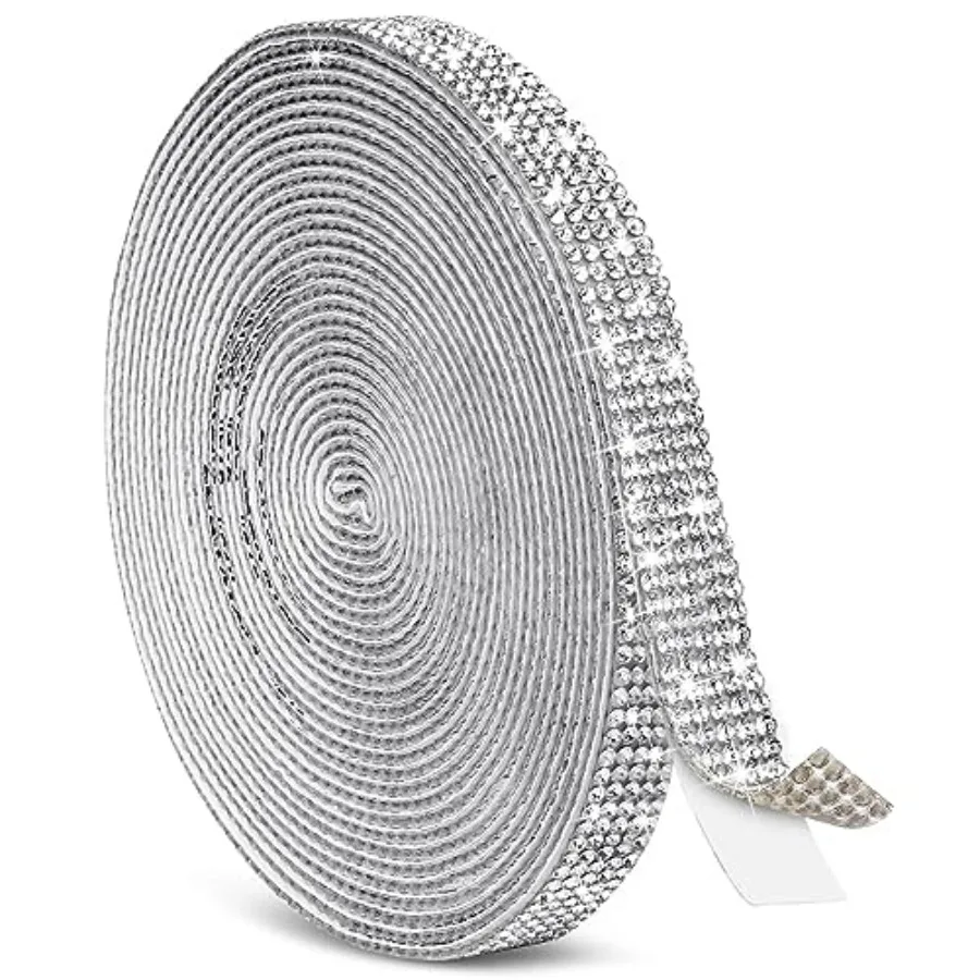 

5 Yrds Self dhesive Rions, Sliver Rhinestone Strips, Dimond rystl Rion Roll Stikers Glitter ling Rions s for rfts Fri r Shoes D