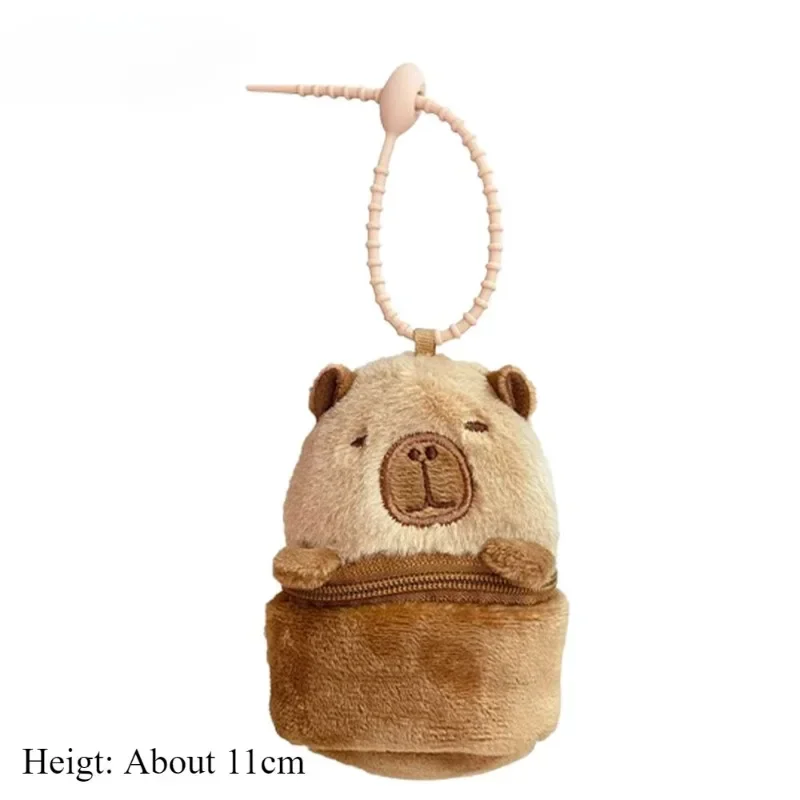 1/3/5/10/20PCS Cartoon Capybara Coin Purse Bamboo Tube Panda Plush Keychain Cute Animal Plush Toy Christmas Gift for Kids