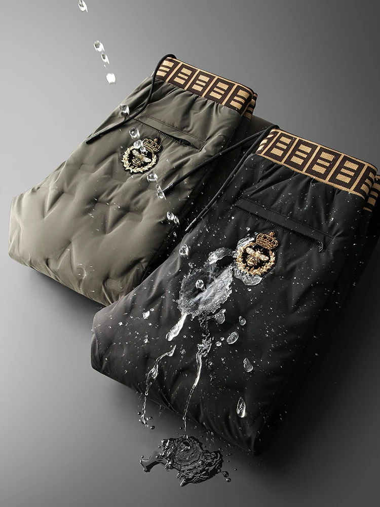 Pantalones de invierno Thiened para hombre, plumón de ganso blanco, ajustados, resistentes al viento, impermeables, informales, Faion Urban Sle