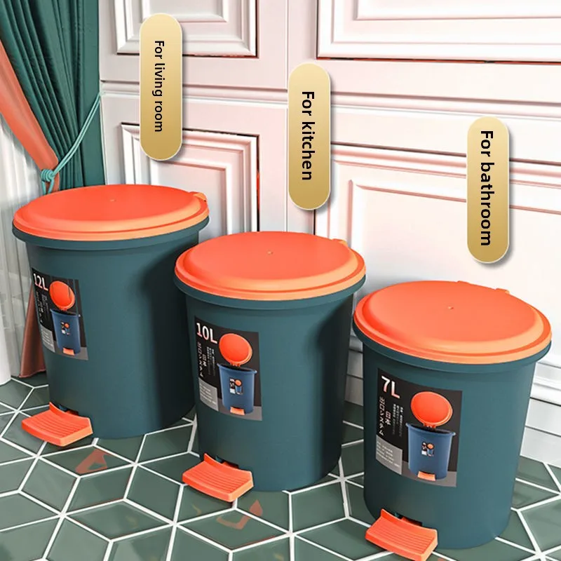 

Large Size Foot Pedal Trash Can with Lid for Kitchen Bathroom Living Room Bedroom Home Use Foot Operated Garbage Bin