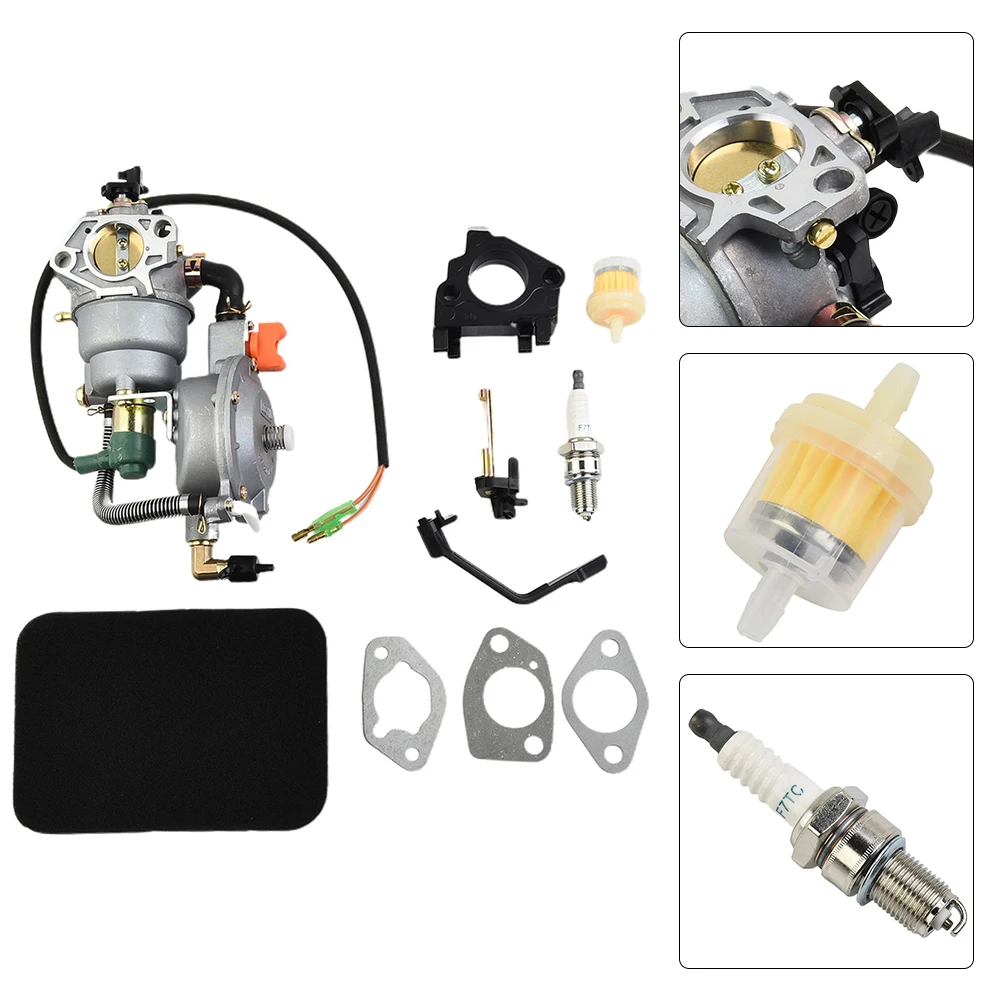 Dual Fuel Carburetor 4.5-5.5KW LPG Conversion Kit For Honda GX390 188F Air Filter Fuel Filter Set Generator Power Accessories