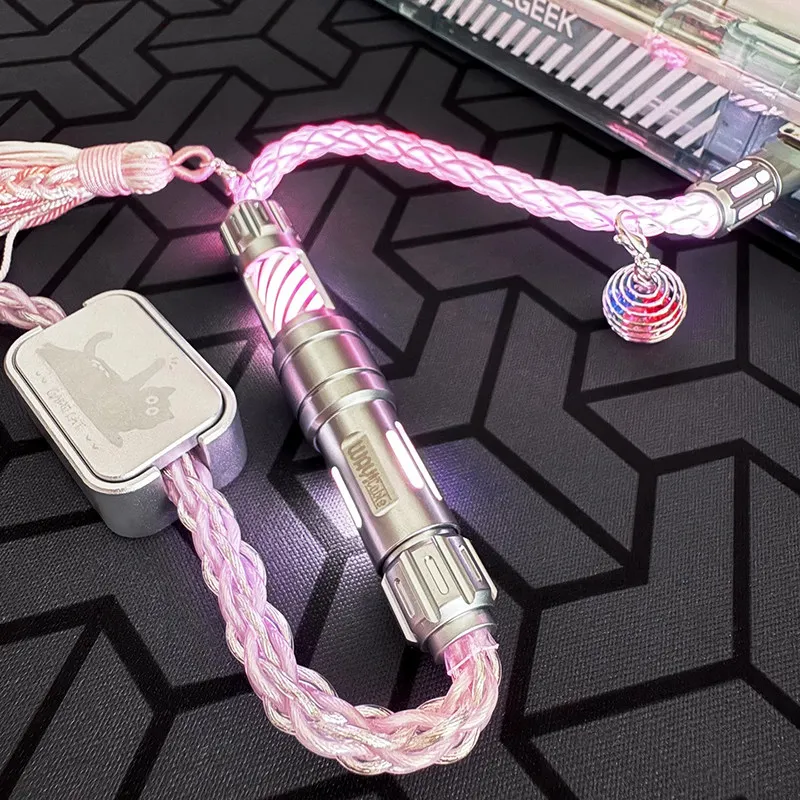 Mechanic Sakura Single Crystal Copper Aviator Cable, 8K Magnetic Keyboard Cord with Magnetic Color Changing RGB