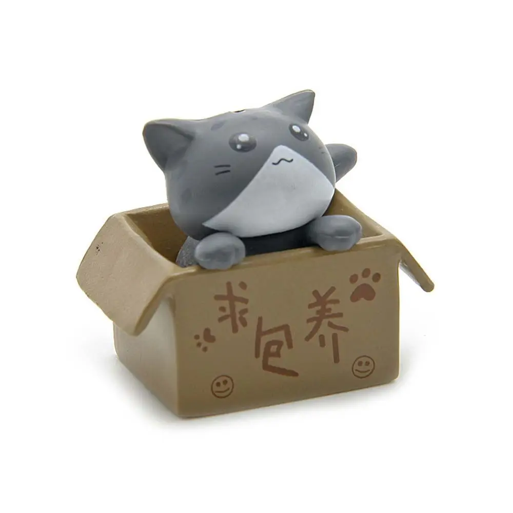 

DIY Miniatures Miniatures Statue Crafts Cartoon Ornament Kitten Kitty Model Small Statue Poor Box Cat Car Figurine