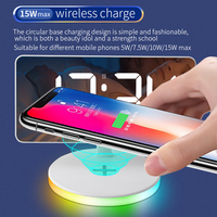 TS-3001 Wireless Charger Table Digital LED Makeup Mirror Alarm Clocks Base RGB Night Light 5W-15W Fast Charge Type-C USB Output