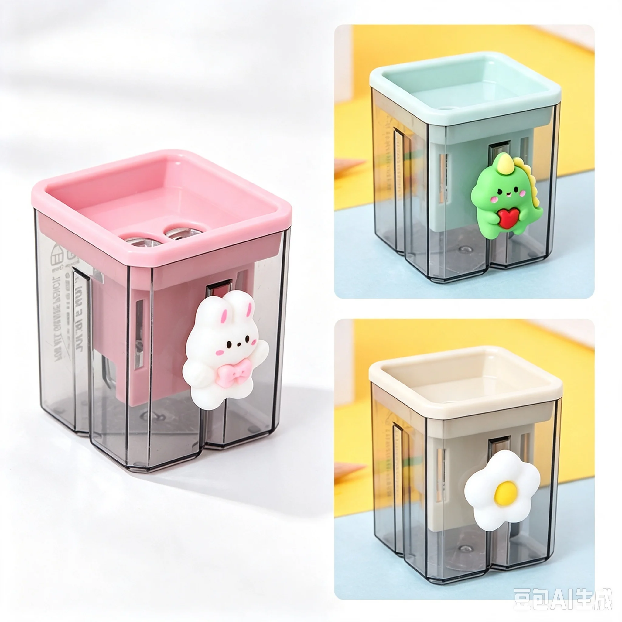 Cute Cartoon Double‑Hole Pencil Sharpener Mini Portable High‑Grade Pencil Cutter For Kids Students Pencil Stationery