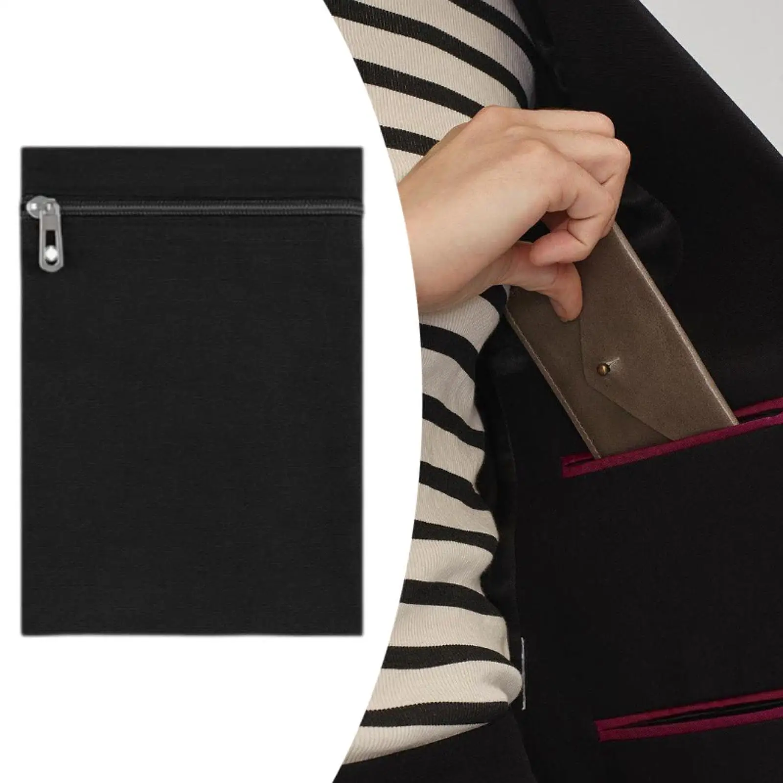 

2Pcs Sew in Side Pocket with Zipper,Sturdy,Phone Pouch for Clothing Coats Sweatshirts Secure Invisible Travel Security Pocket