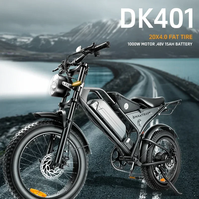 -For 20 Inch Fat Tire Electric Off-road Mountain Bike 1000W Retro Beach Snow Electric Mountain Bike