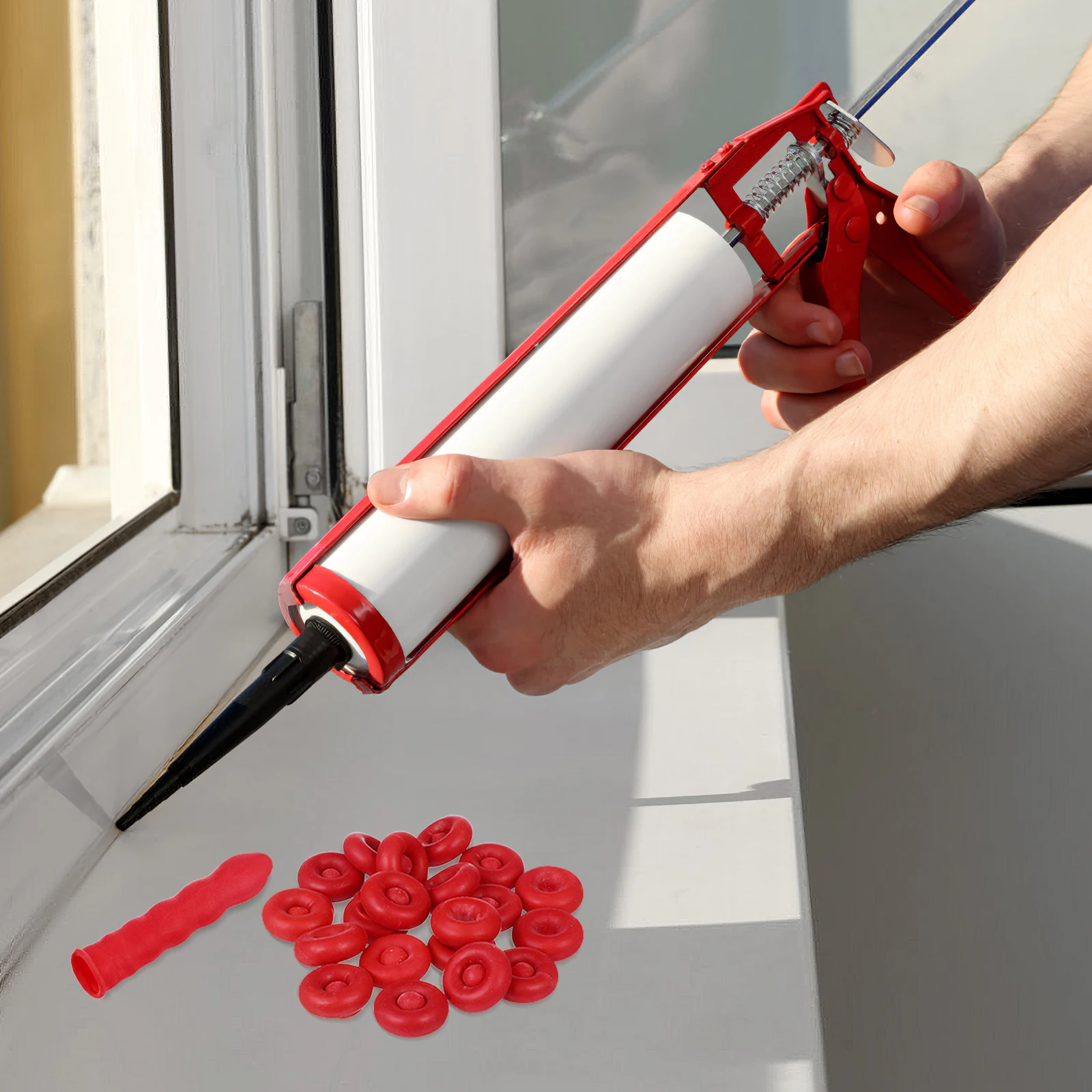 

Sealing Cap for Caulk Tubes Applicator Red Emulsion Chalk Savers Protective Cover Durable Long Lasting Strong Flexible Storage