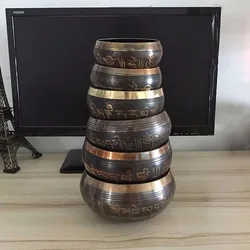 Copper Yoga Tibetan Singing Bowl Set Hand Hammered For Meditation Prayer Chakra Himalayan Crystal Home Decoration Decorative