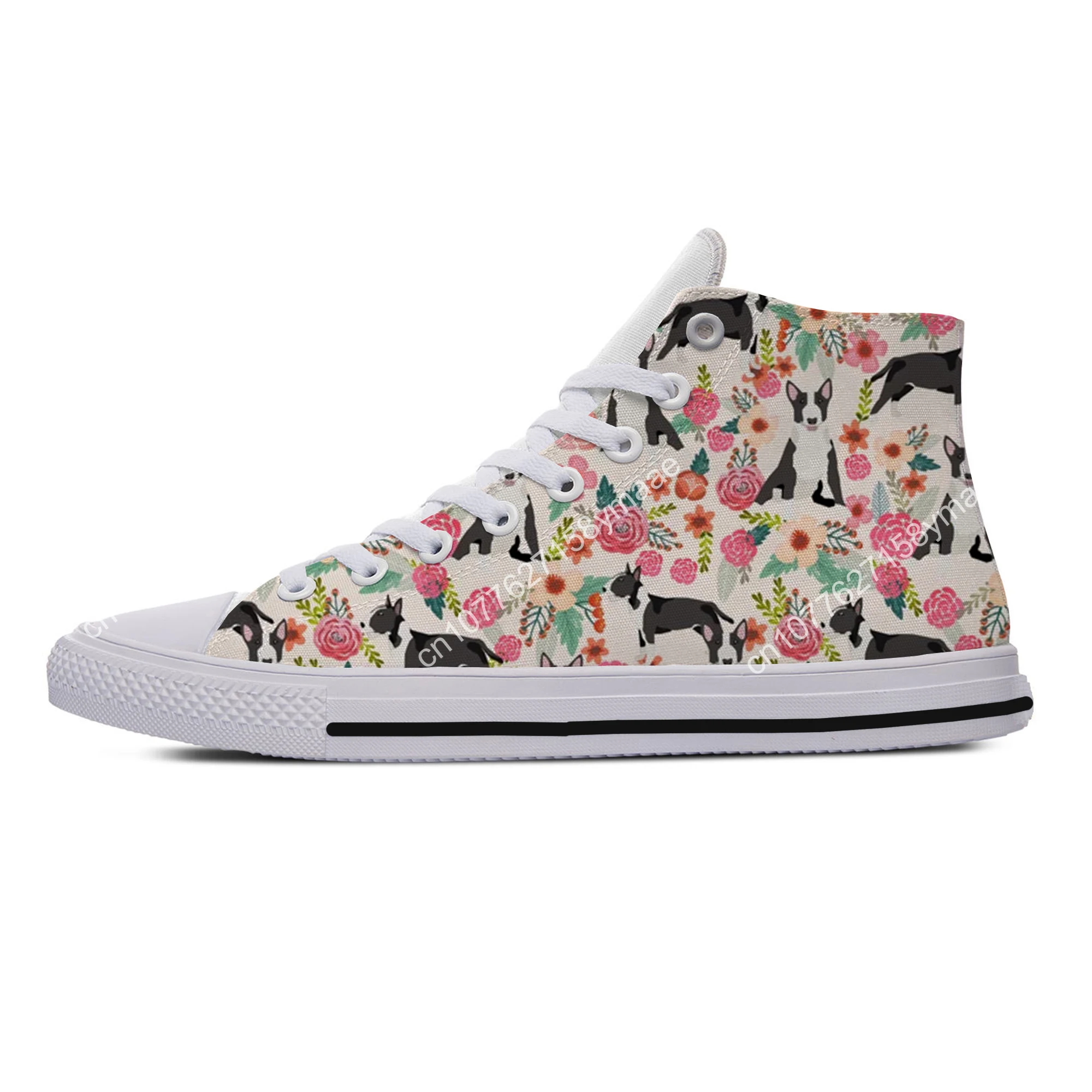 Hot Cool Summer Cute Bull Terriers Animal Pets Dog Kawaii High Top Canvas Shoes Men Women Casual Sneakers Fashion Board Shoes
