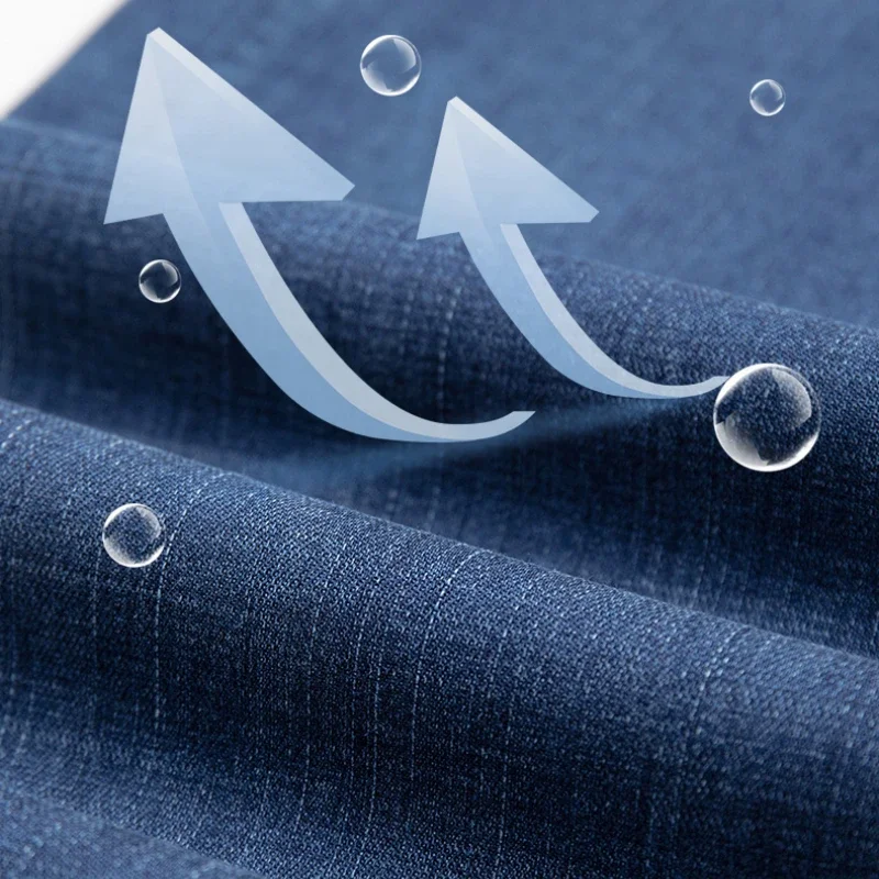 2026 Summer Thin Ice Silk  Lyocell Jeans Classic Loose Straight Business Casual Denim Trousers Black Blue Men's Pants Soft Drape