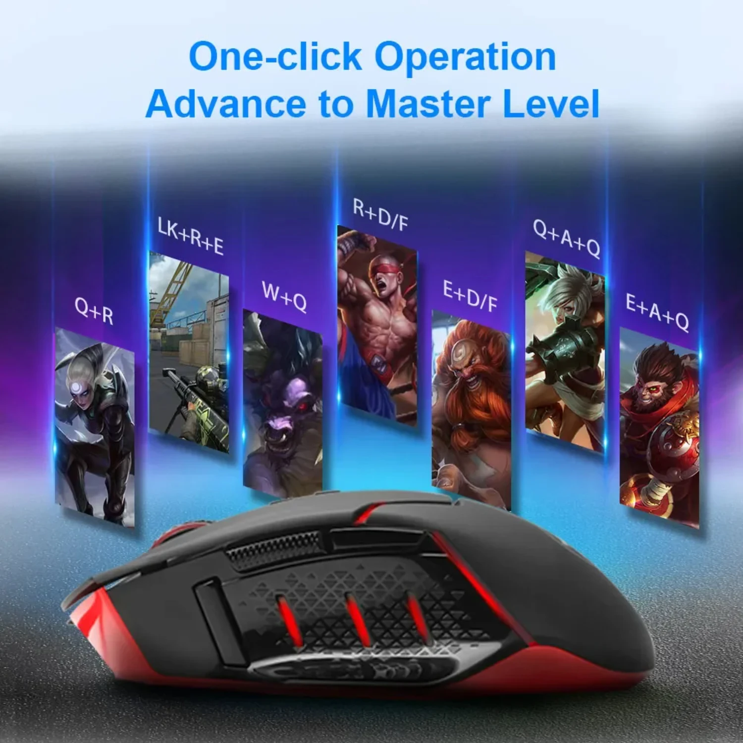 MIRAGE M690 USB Wireless 2.4G Gaming Mouse 4800DPI 8 Buttons Programmable Ergonomic for Gamer Mice PC Compute